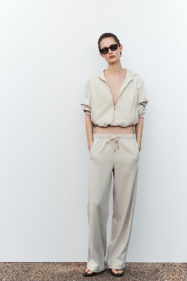 TEXTURED BOMBER JACKET WITH HOOD - Ecru by Zara - Image 0