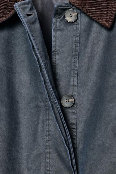 PARKA ENDUITE COL VELOURS - Bleu marine de Zara - Image 9