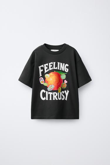 T-SHIRT IMPRIMÉ FRUITS - Gris anthracite de Zara