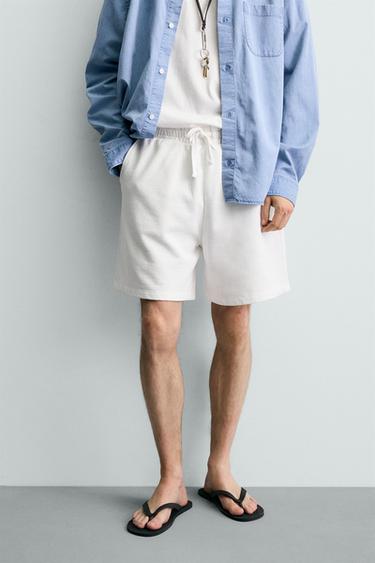 WASHED BASIC JOGGER BERMUDA SHORTS - White by Zara