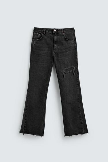 RIPPED FLARE FIT JEANS - Black by Zara