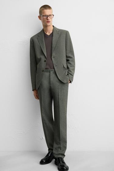 HOUNDSTOOTH SUIT TROUSERS - Green / Ecru by Zara - Image 4