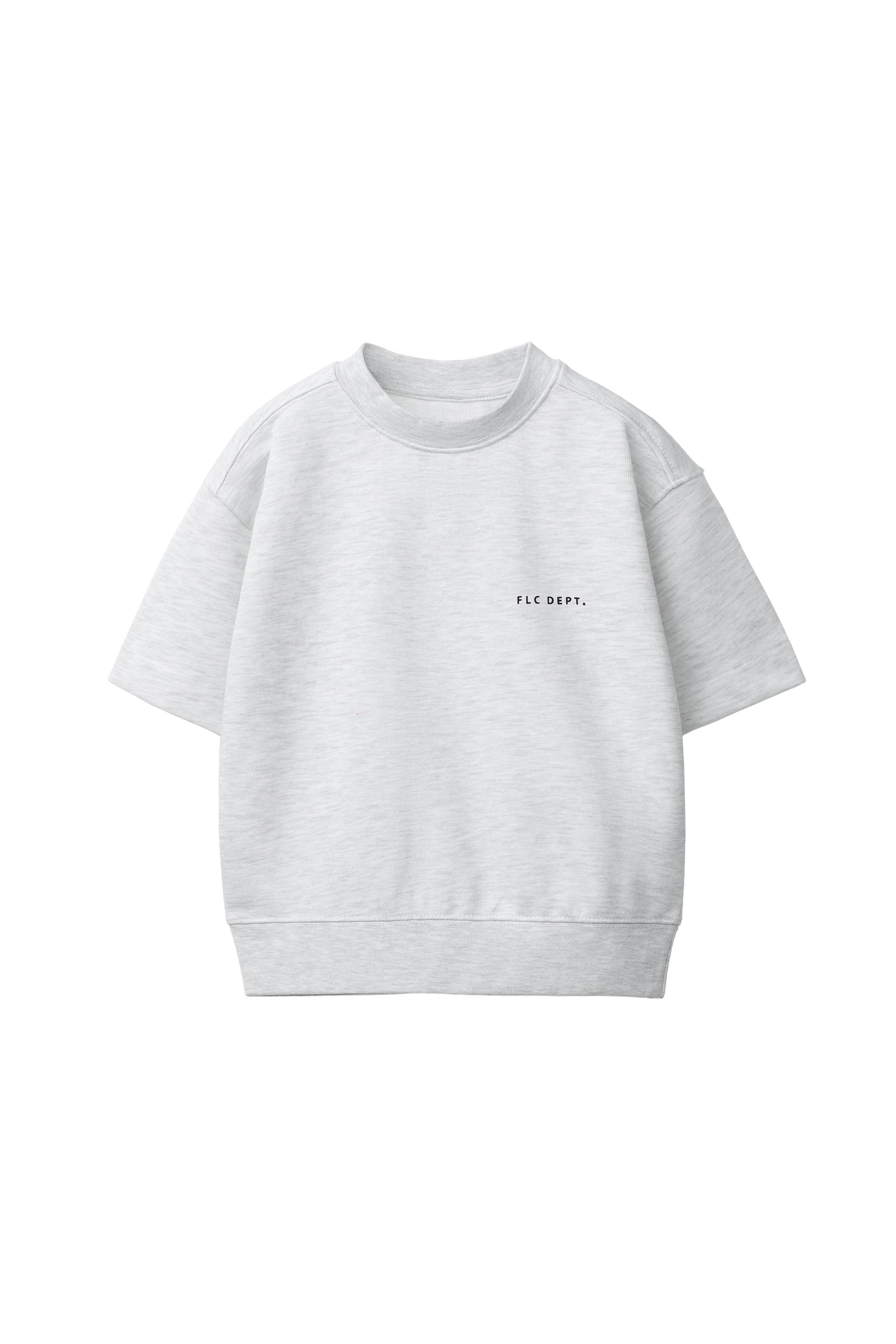 SHORT SLEEVE RAISED TEXT SWEATSHIRT — Gray marl (alternate view)
