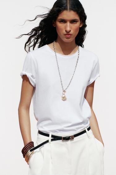 T-SHIRT DÉLAVÉ À MANCHES COURTES - Blanc de Zara