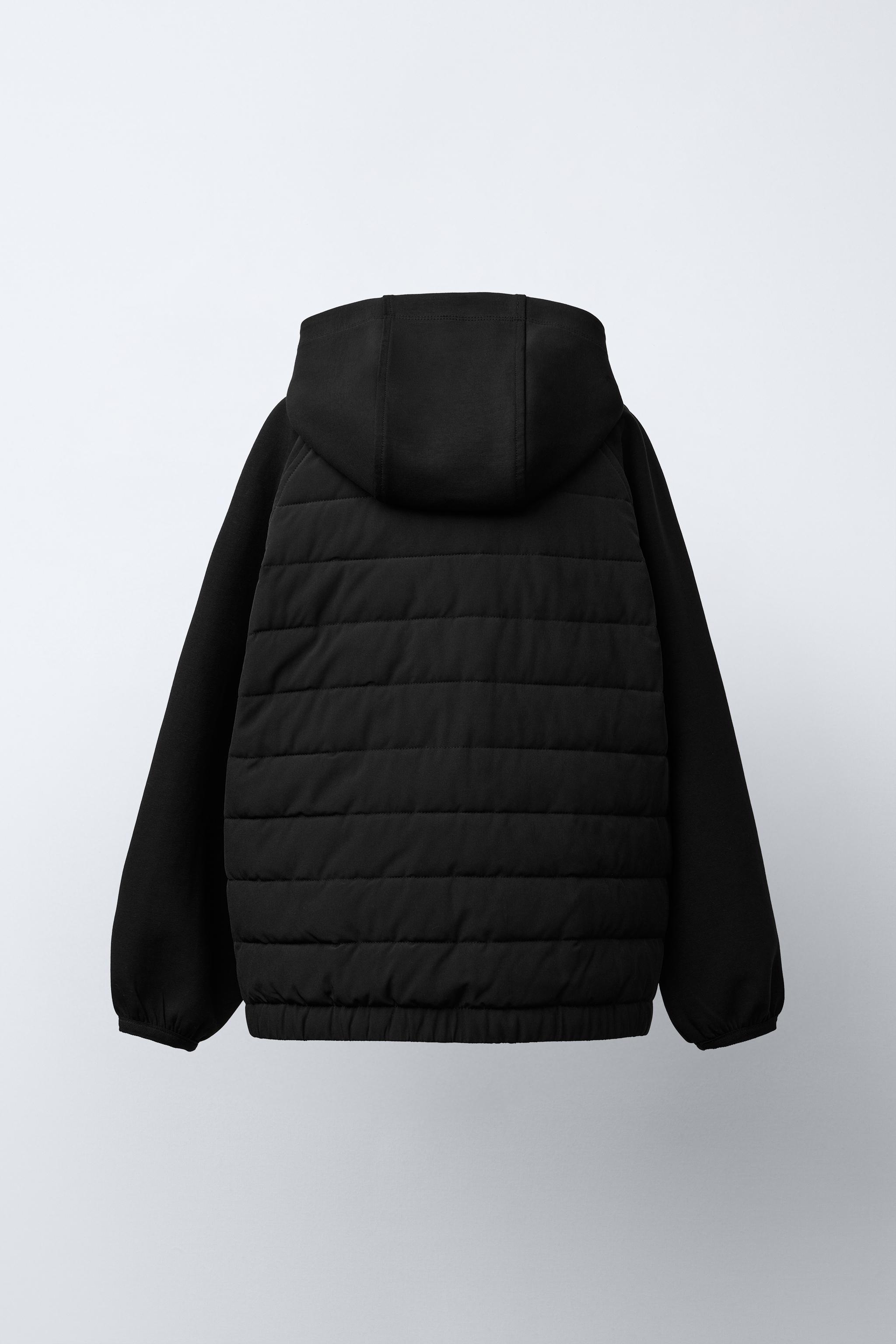 ZARA ブラック フリース風ジャケット ULTRALIGHT COMBINATION NEOPRENE-EFFECT JACKET - Black | ZARA