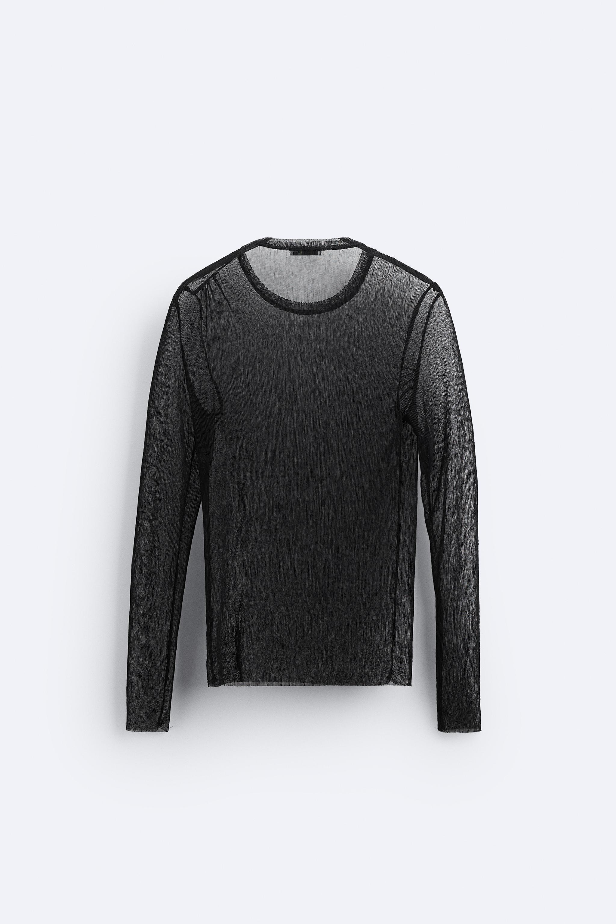 Semi-sheer knit T-shirt