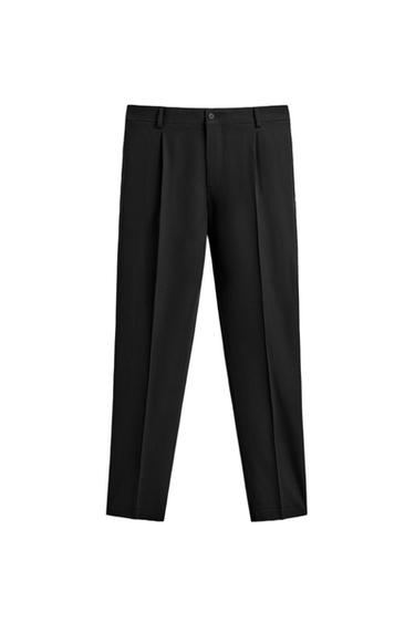 PANTALON DE COSTUME CONFORT À PLIS - Noir de Zara