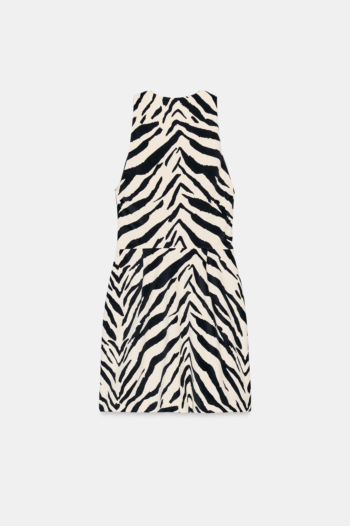 Женское платье Zara Animal Print Velvet Mini, цвет: Зебра — фото 8