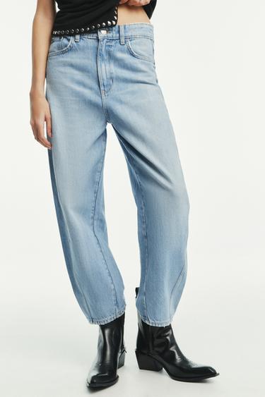 JEANS CROPPED TRF CINTURA MÉDIA - Azul-claro da Zara
