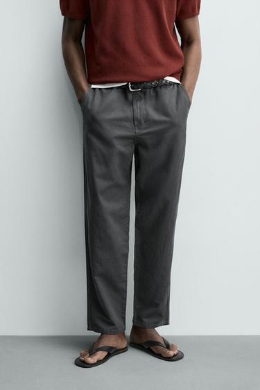 بنطلون منسدل بقصة مستقيمة - صلب الخاص بـ Zara