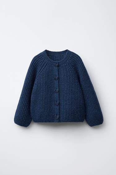 ВЯЗАНЫЙ КАРДИГАН С СЕРДЦАМИ — ЯРКО-СИНИЙ от Zara