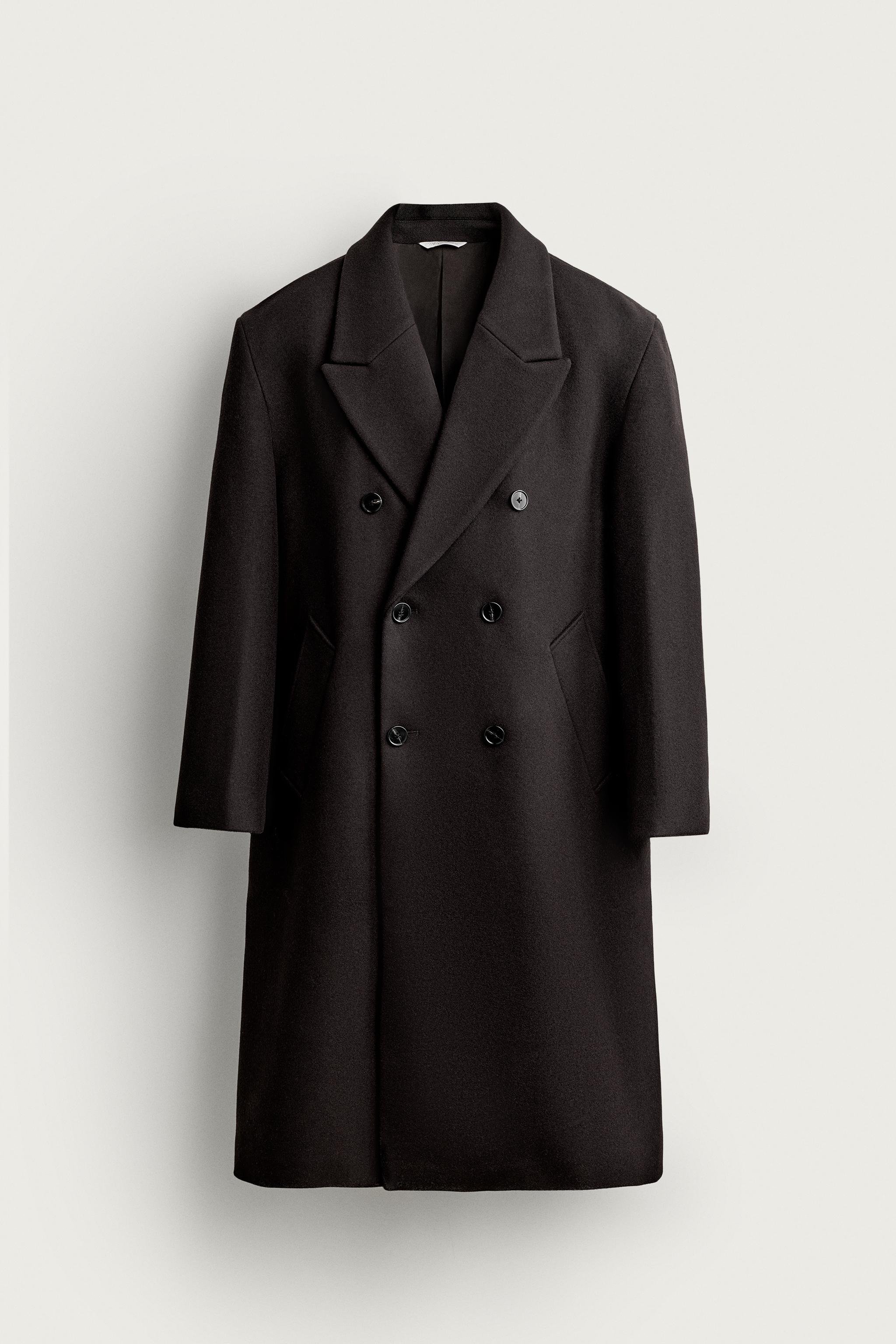 DOUBLE-BREASTED WOOL BLEND COAT