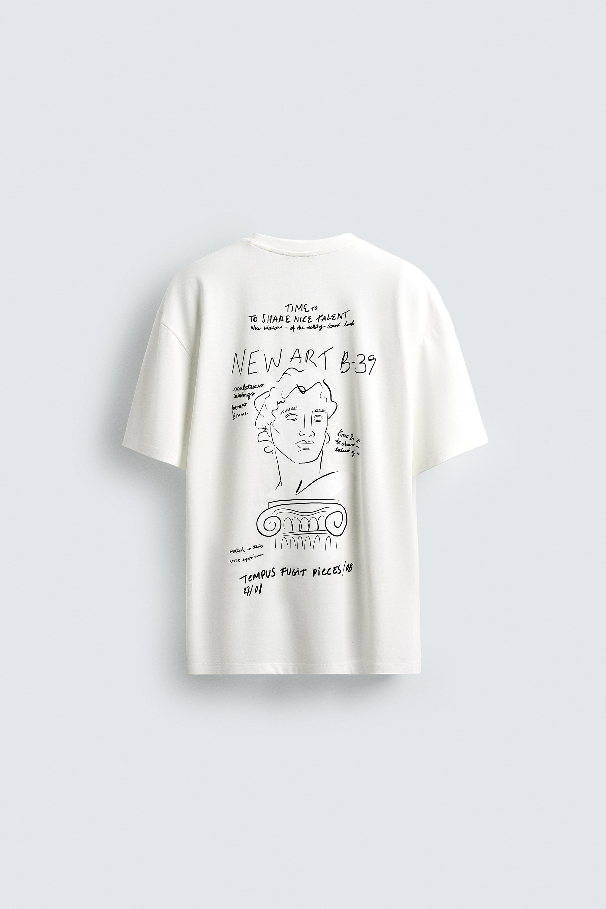 EMBROIDERED TEXT T-SHIRT - White | ZARA Canada