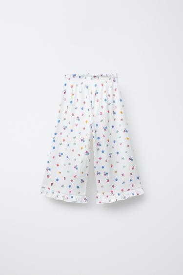 PANTALON JUPE-CULOTTE TEXTURÉ FLEURS - Écru de Zara - Image 1