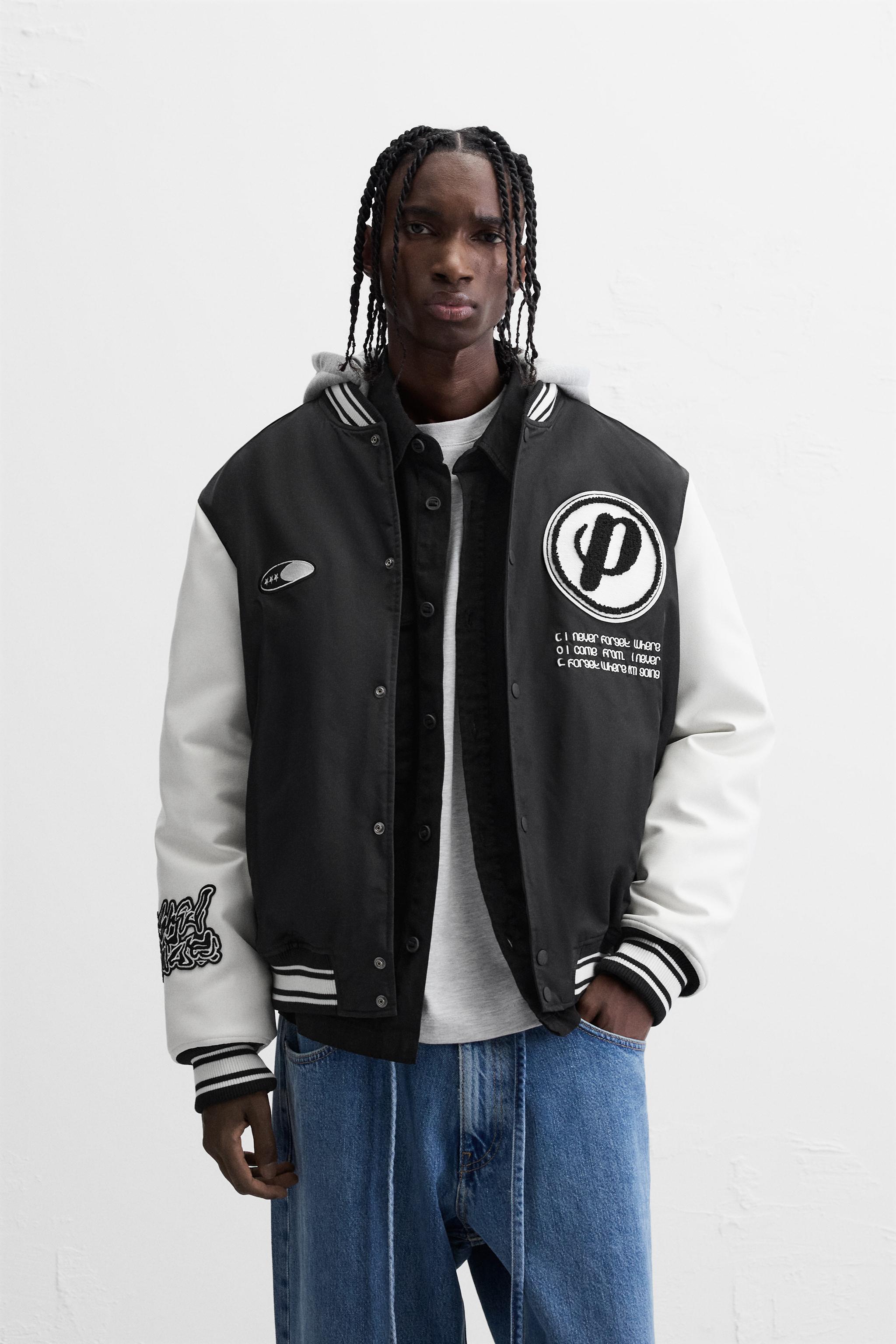 Varsity jacket with hoodie sale