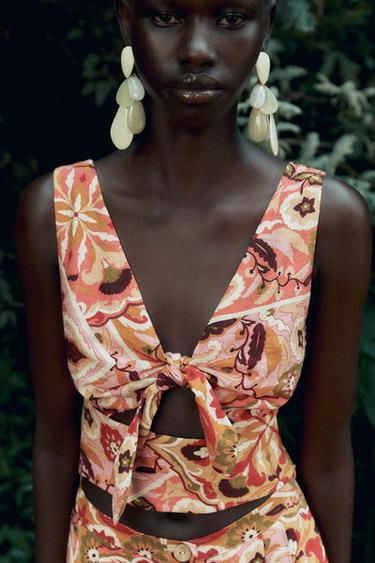 RUSTIC PRINTED KNOT TOP - Multicoloured by Zara - Image 1
