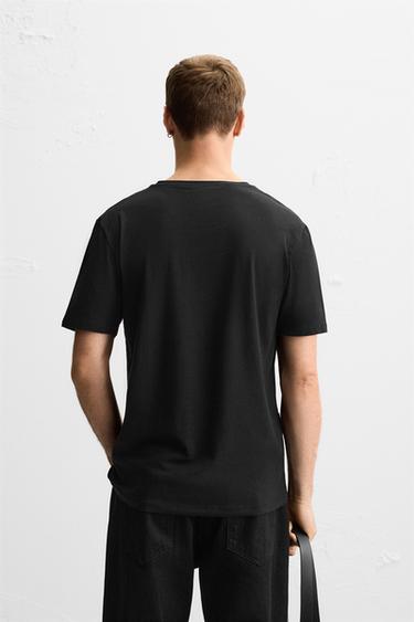 BASIC V-NECK T-SHIRT - Black by Zara - Image 2
