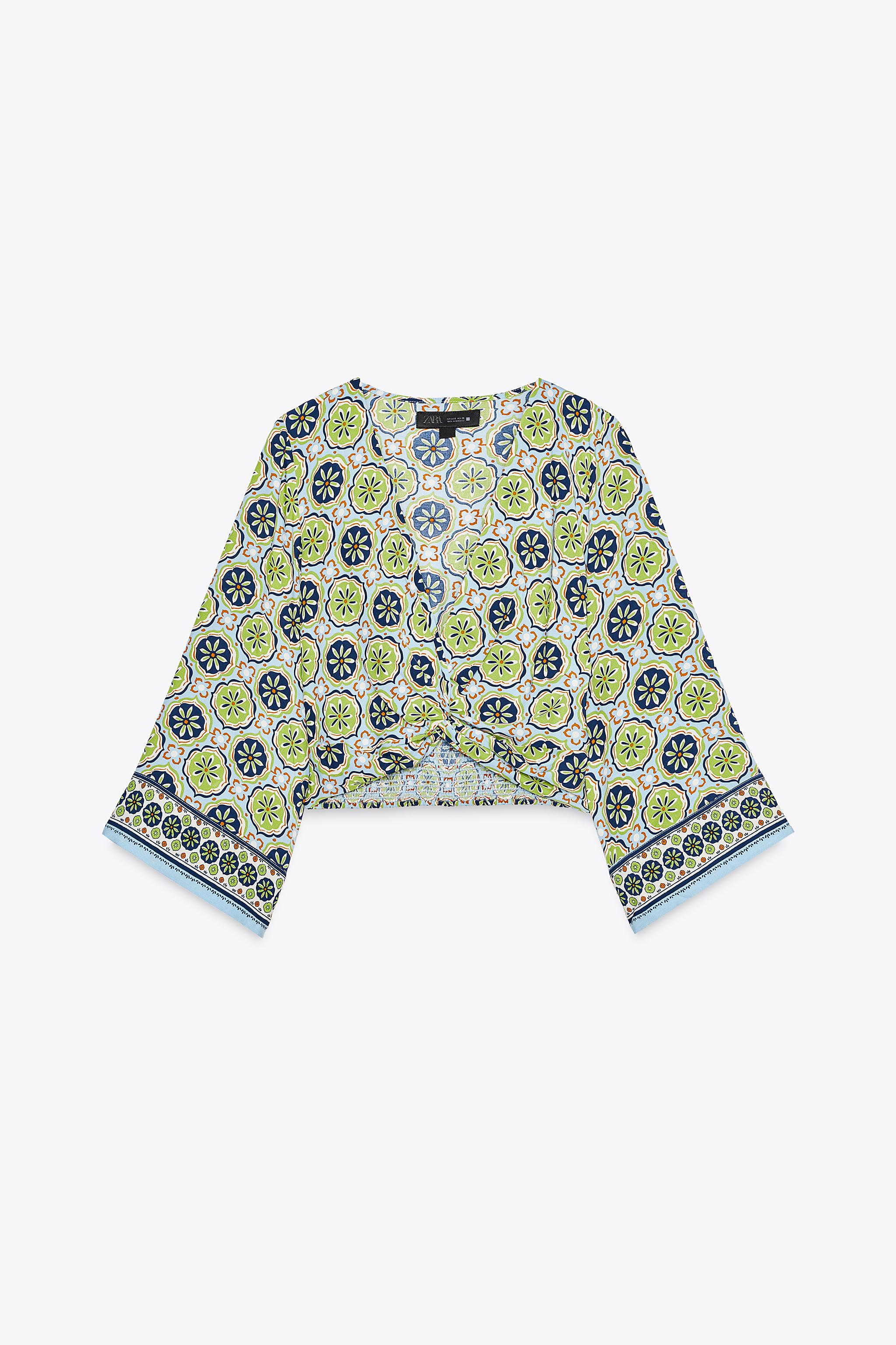 PRINTED KNOTTED CROP TOP