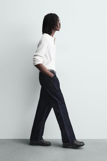 PANTALON RELAXED FIT FLOQUÉ - Bleu marine foncé de Zara - Image 5