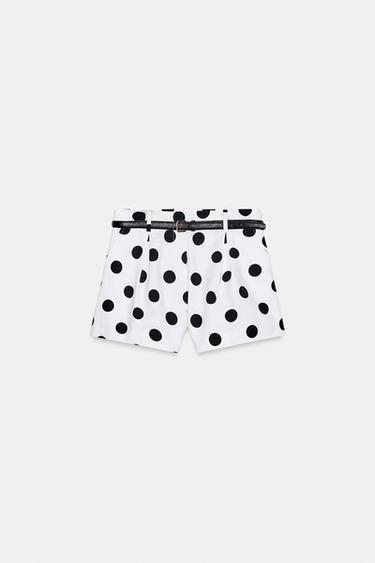 HIGH-WAIST BERMUDA SHORTS WITH BELT - Black / White by Zara - Image 0