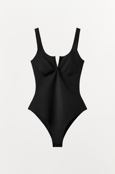Zara SCULPTING POLYAMIDE BLEND BODYSUIT - Black