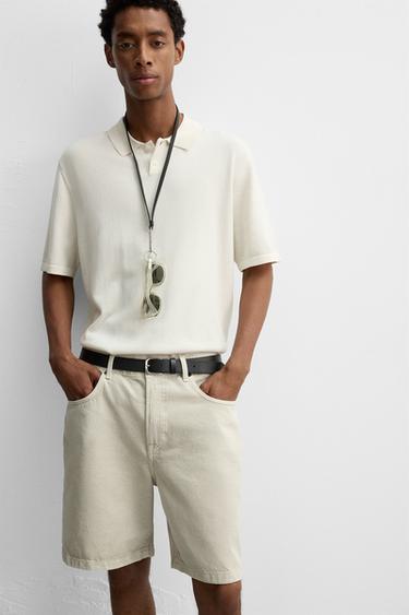 BERMUDA DENIM REGULAR FIT - Gris de Zara