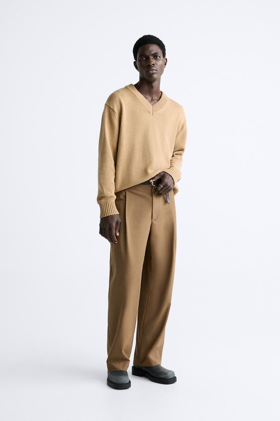 WOOL BLEND SUIT TROUSERS - Caramel | ZARA South Africa