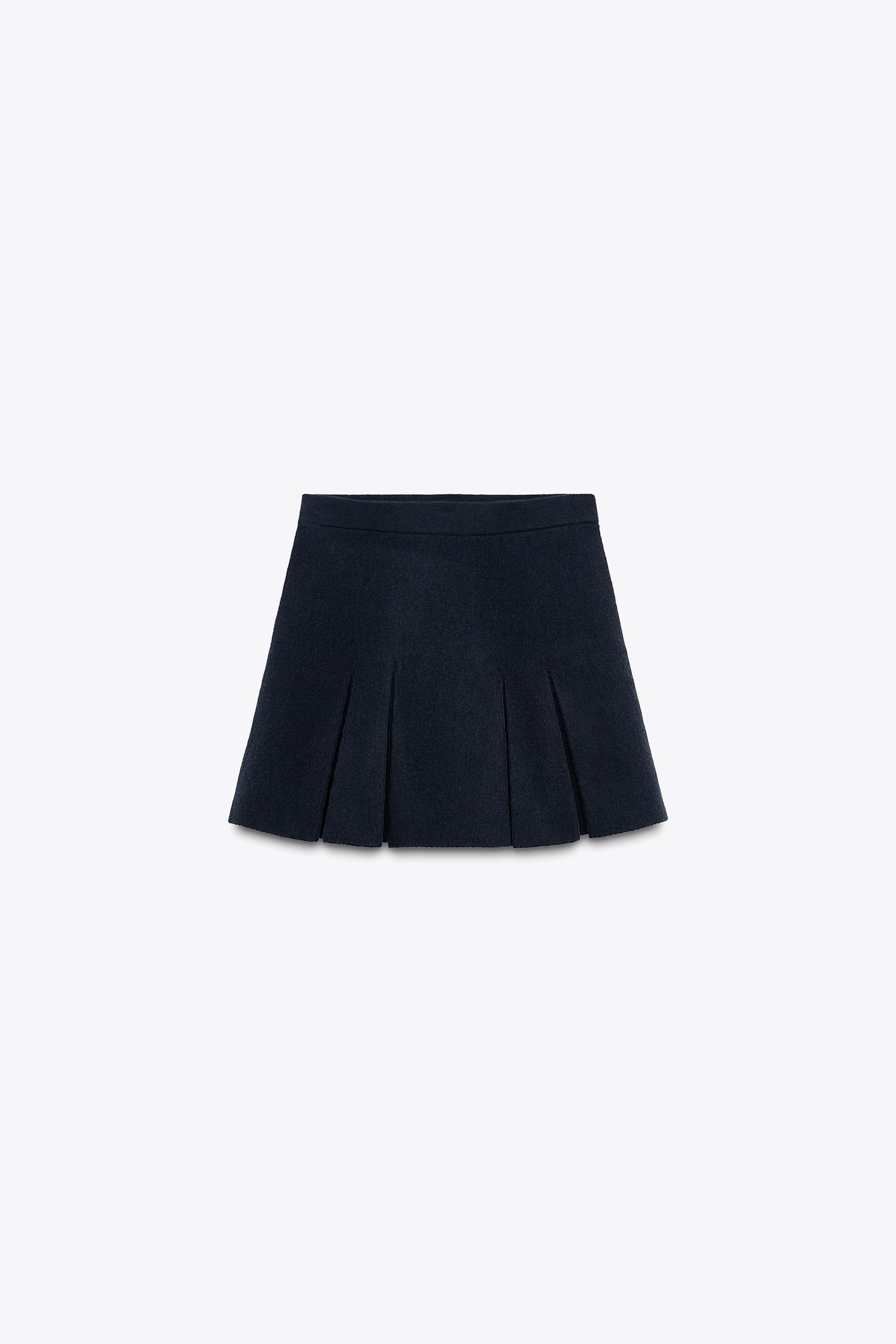 ボックスプリーツ ニット ミニスカート - ネイビーブルー | ZARA