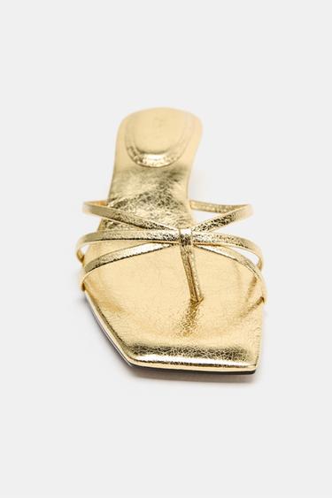 SANDALES EFFET MÉTALLISÉ - Or de Zara - Image 4