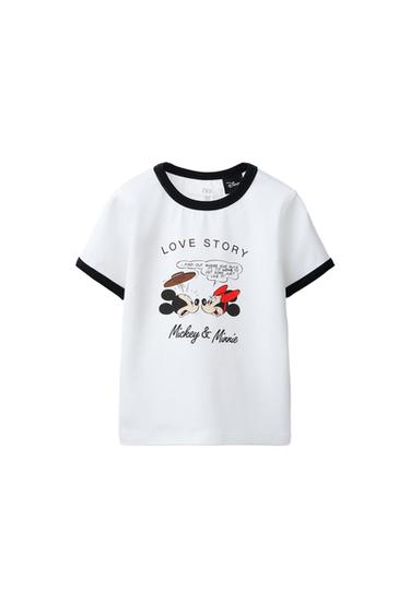 Zara CONTRAST MICKEY AND MINNIE MOUSE © DISNEY T-SHIRT - White