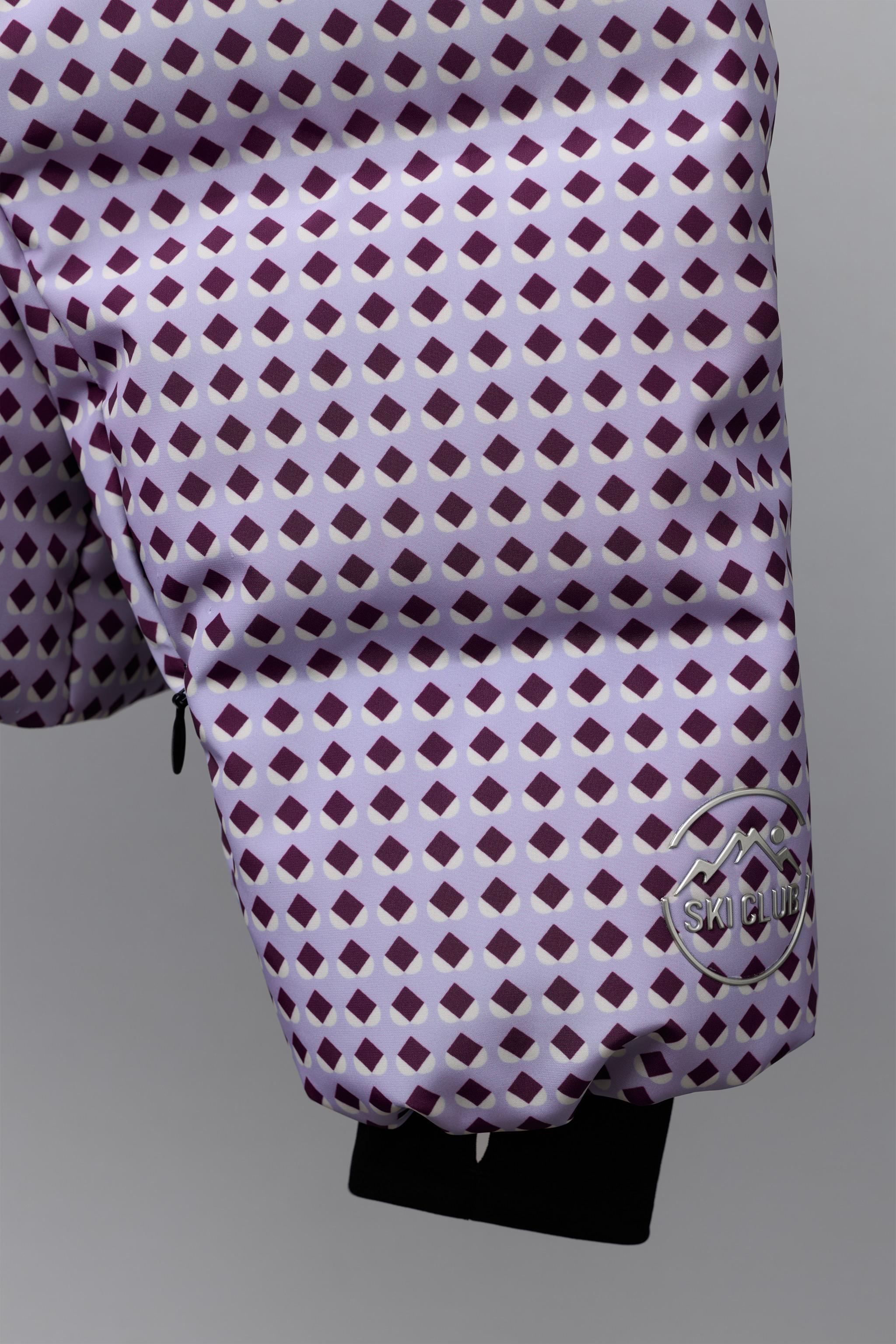 80% DOWN AND 20% FEATHER GEOMETRIC PRINT PUFFER JACKET WATER RESISTANT WINDPROOF RECCO® SYSTEM SKI COLLECTION