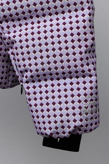 80% DOWN AND 20% FEATHER GEOMETRIC PRINT WATER-RESISTANT AND WINDPROOF RECCO® SYSTEM SKI COLLECTION PUFFER JACKET - Mauve by Zara - Image 6