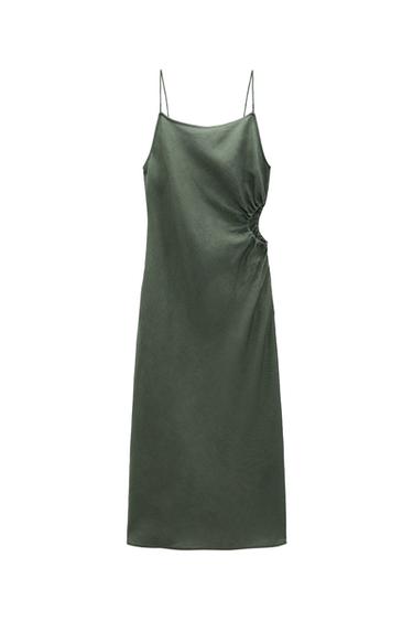 CUT OUT LINEN BLEND DRESS