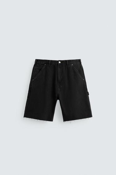 CARPENTER POCKET DENIM BERMUDA SHORTS - Black by Zara