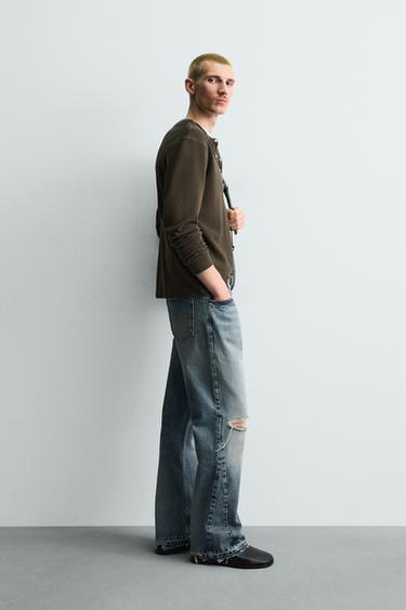 JEANS FLARE FIT DÉCHIRURES - Bleu moyen de Zara - Image 3