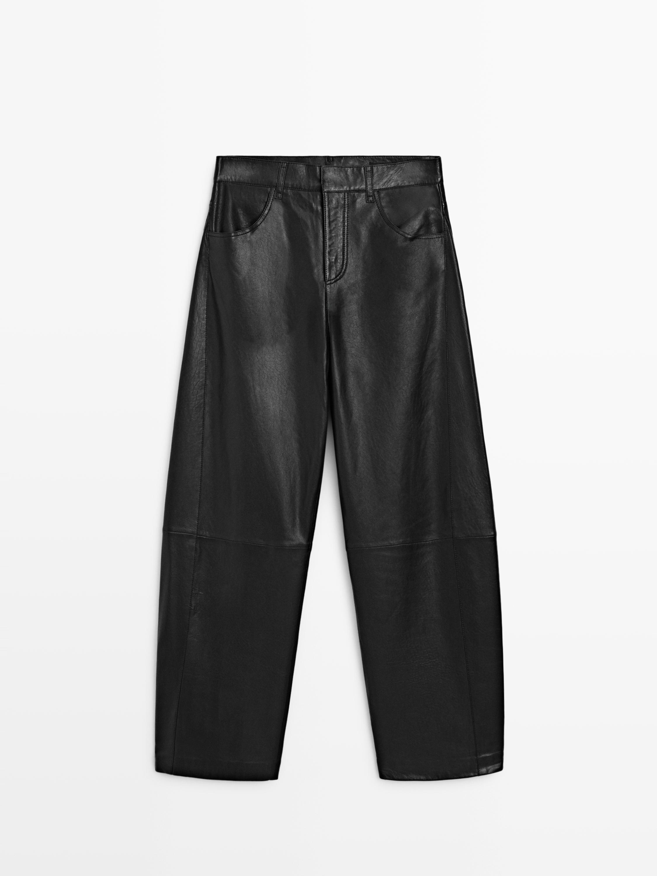 Balloon fit nappa leather trousers