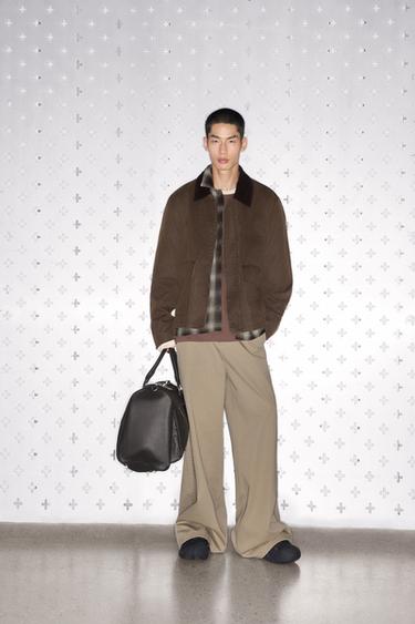 Zara 撞色仿舊塗層外套 - 棕色