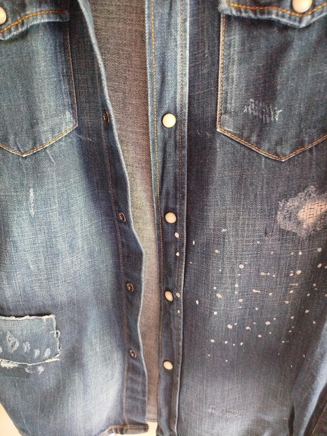DENIM OVERSHIRT WITH PAINT SPLATTER DETAIL - Image 2