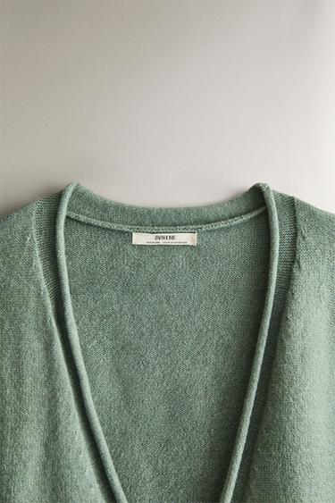 CARDIGAN EN MAILLE - Vert de Zara - Image 1
