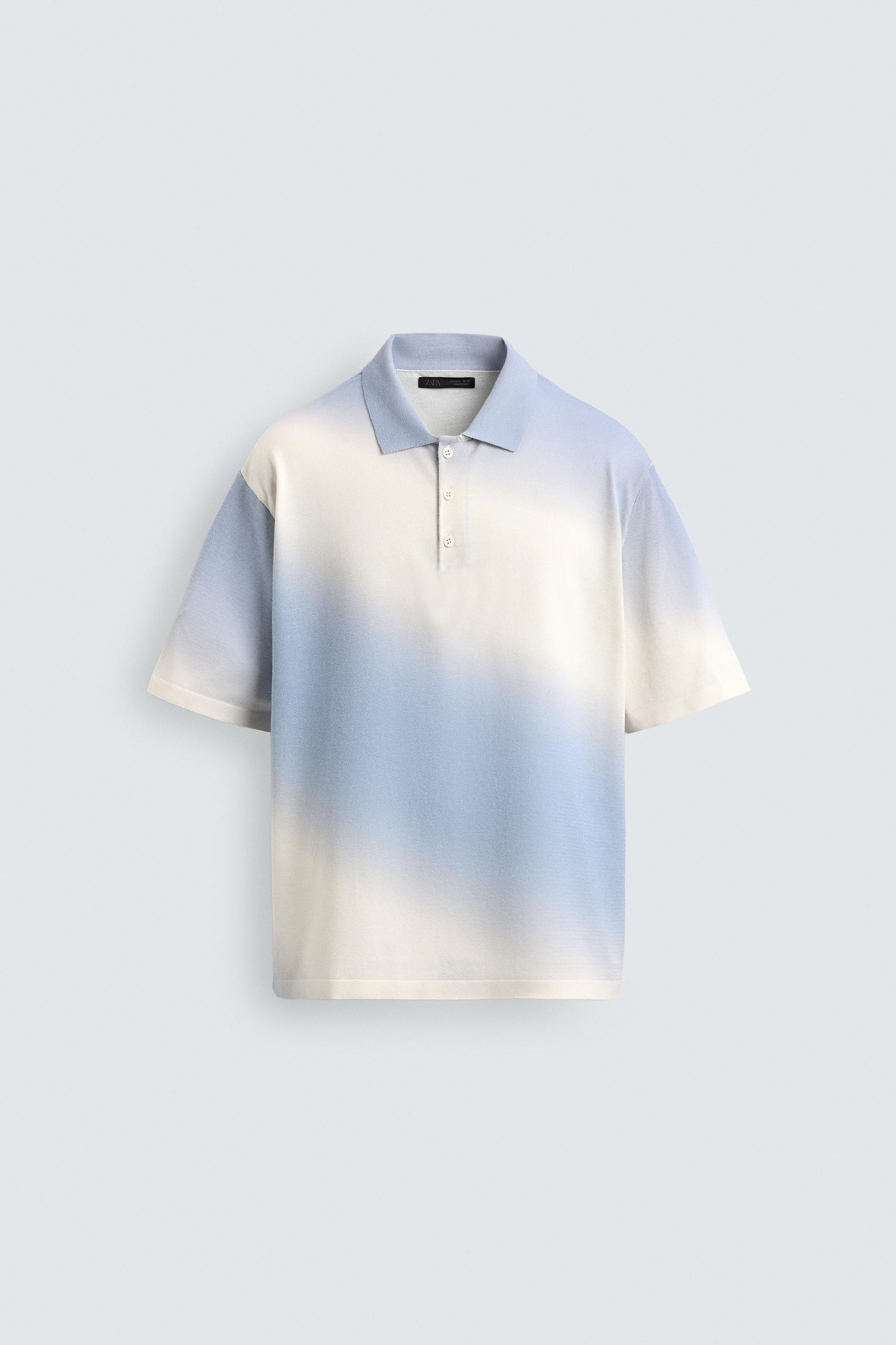 SPRAY EFFECT PRINT KNIT POLO SHIRT
