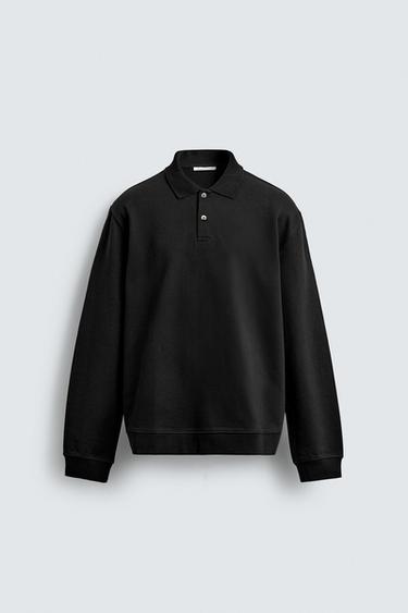 Zara REGULAR FIT TEXTURED POLO - Black