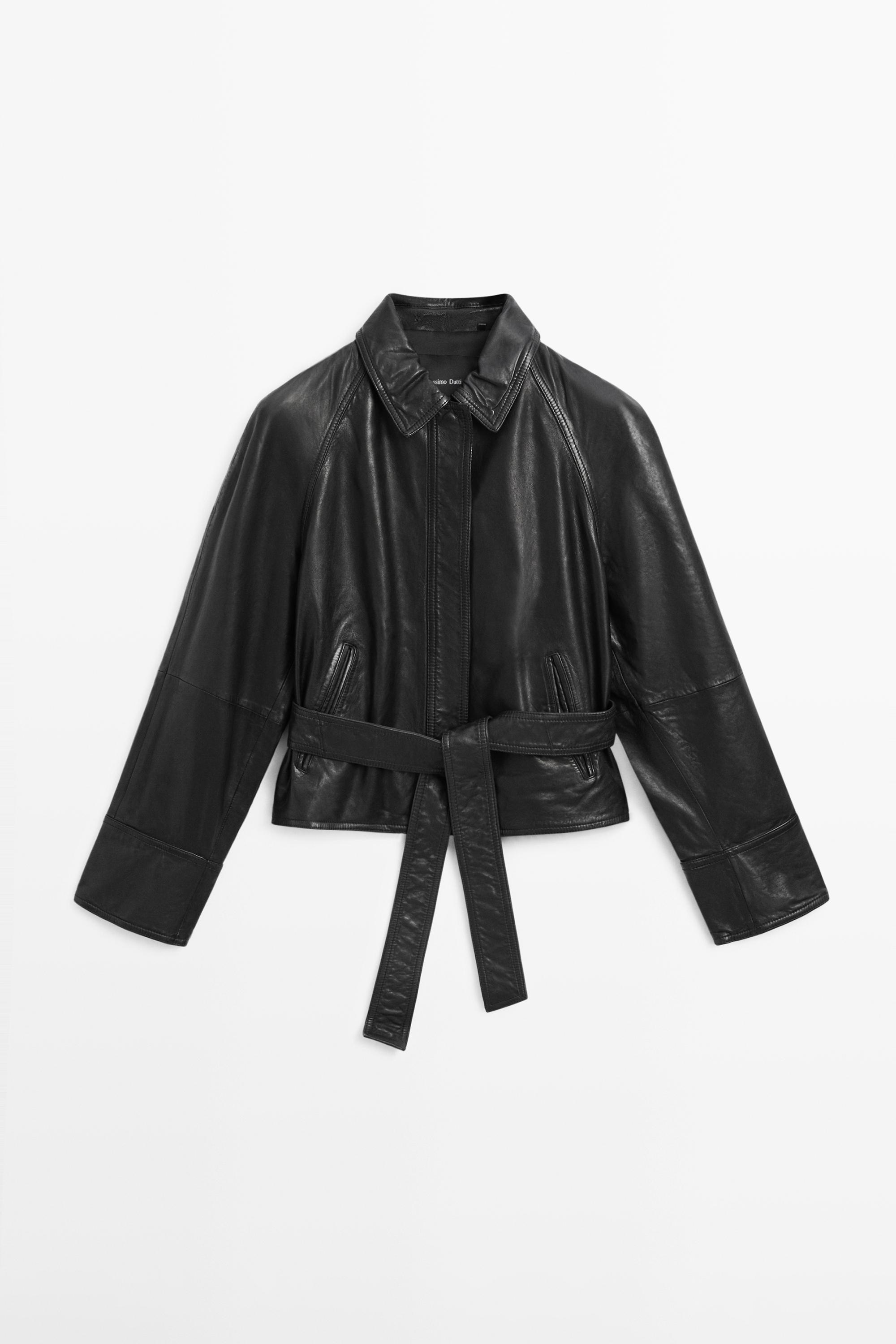 Nappa leather jacket with belt