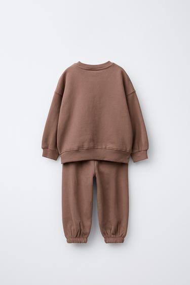 ENSEMBLE DE JOGGING SWEAT ET PANTALON INSCRIPTION BRODÉE - Rose pâle de Zara - Image 1