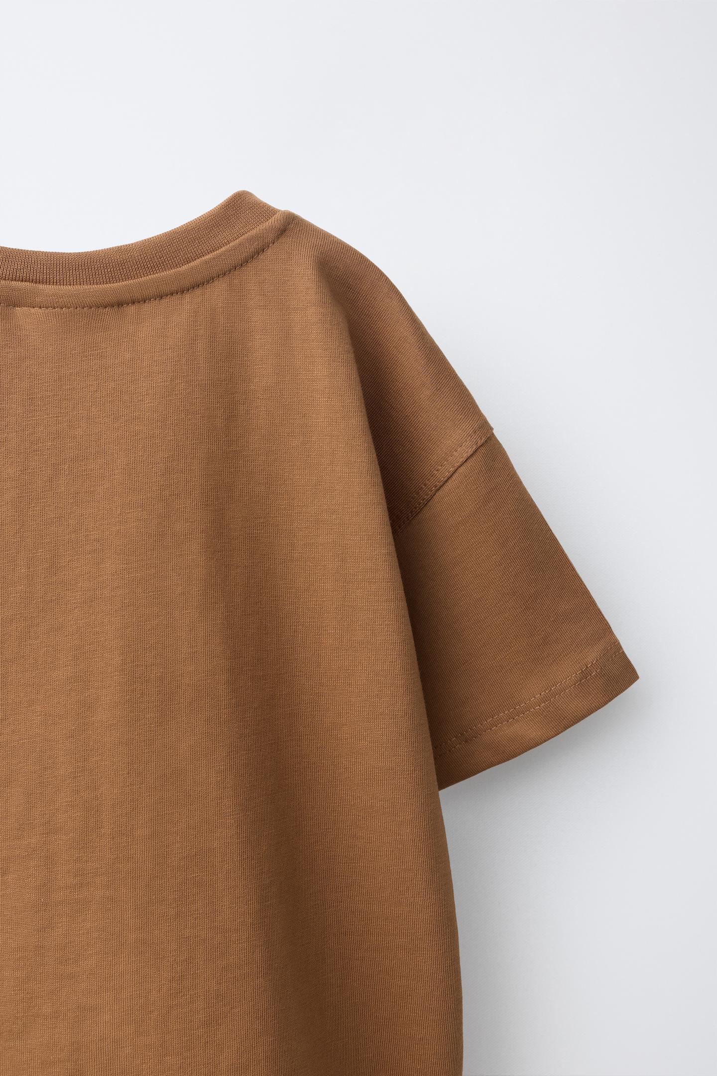 Детская футболка Zara Text Print, цвет: Светлый коричневый — фото 4