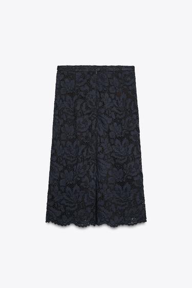 ZW COLLECTION LACE MIDI SKIRT - Navy blue by Zara - Image 7