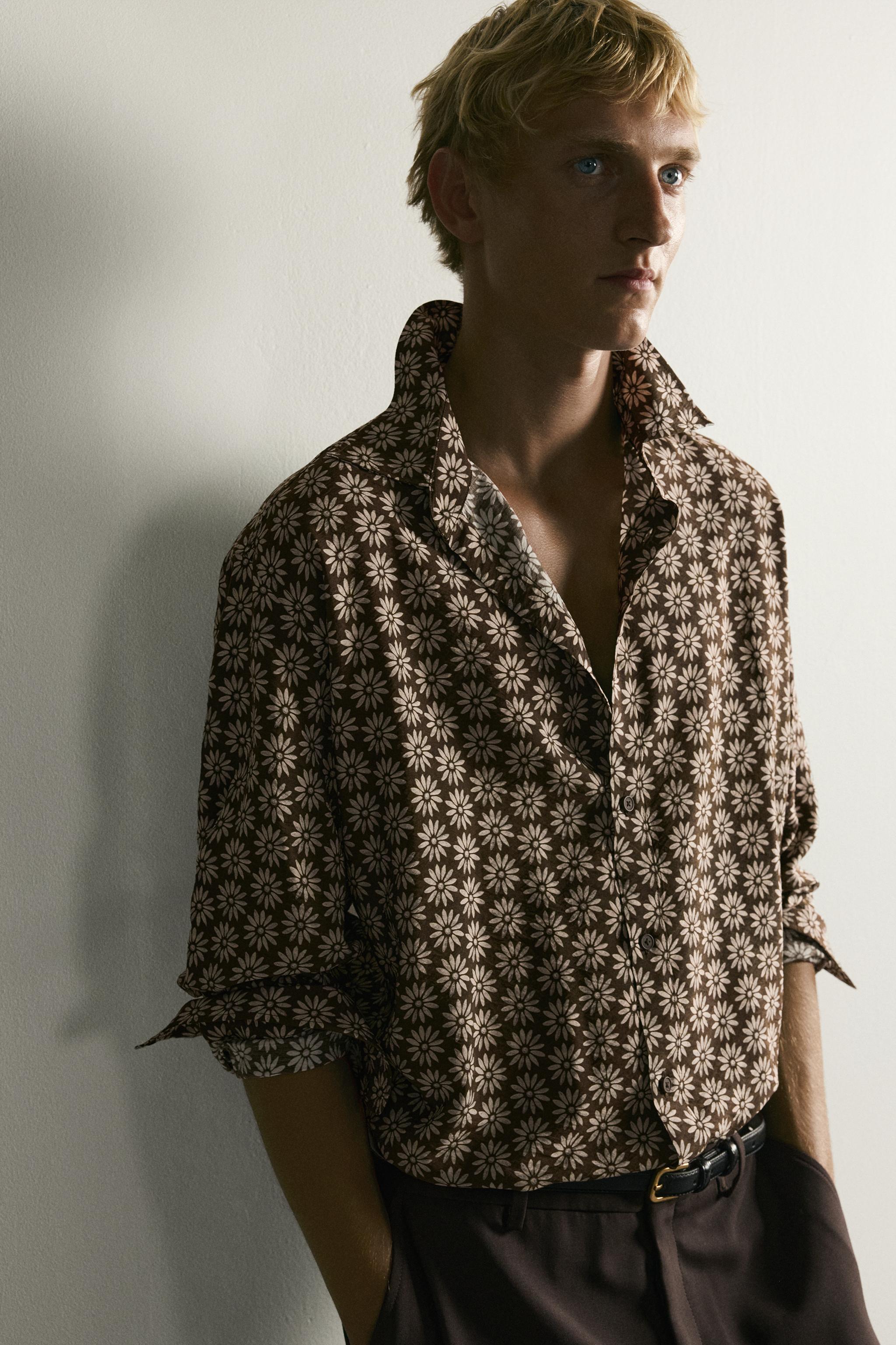 Мужские рубашки Zara DAISY PRINT FLOWY SHIRT — фото 5
