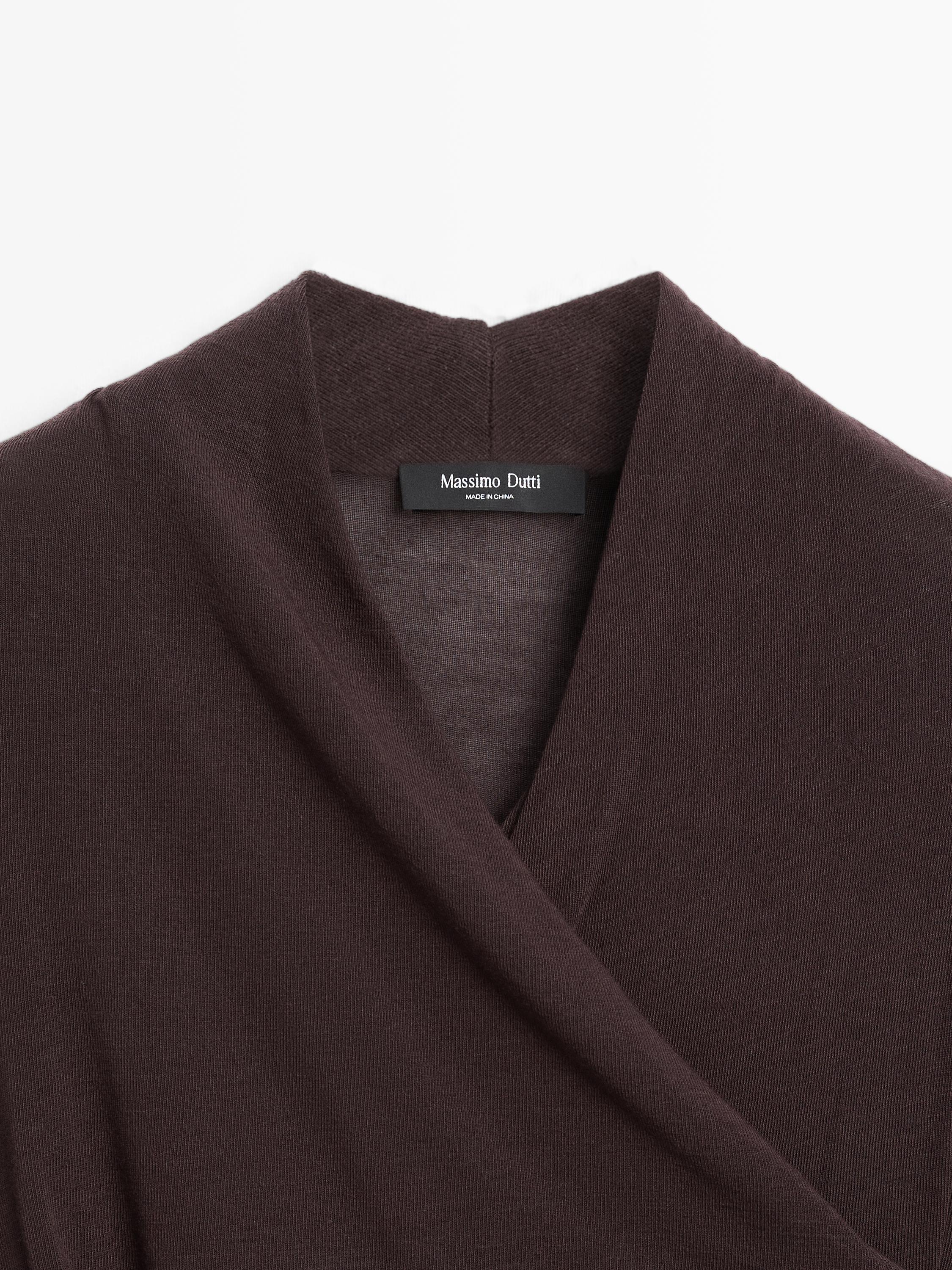 Draped long sleeve T-shirt