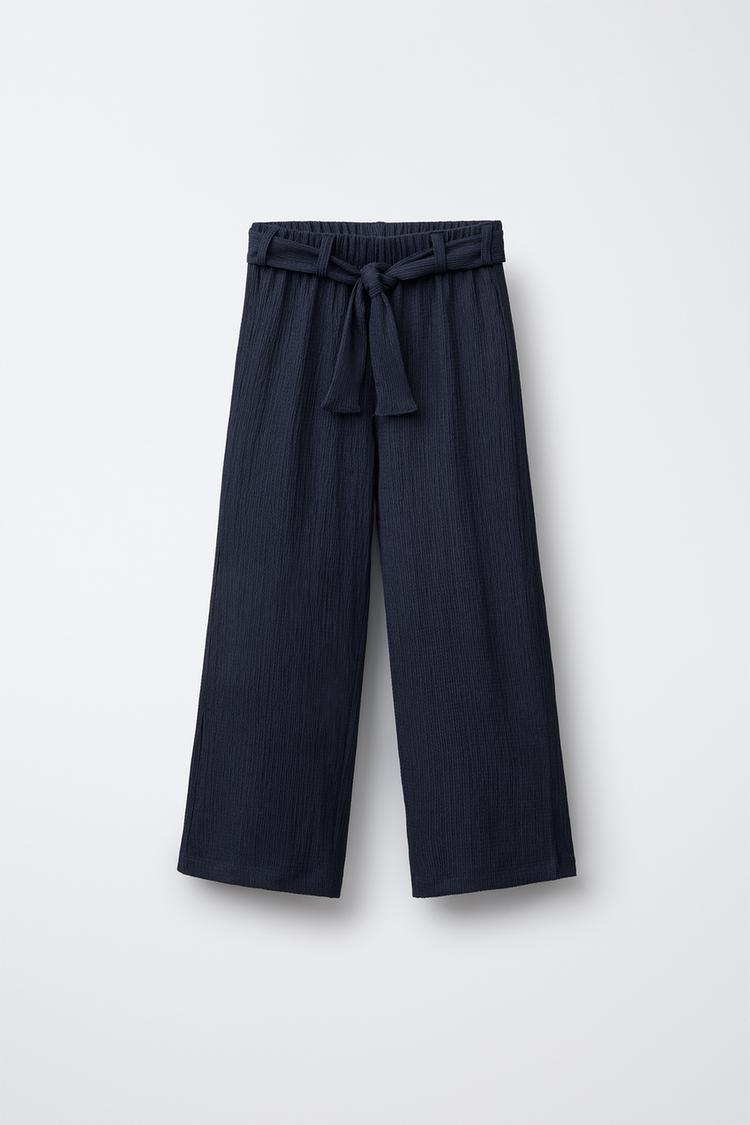 TEXTURED TROUSERS WITH BELT - Main Image