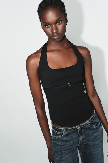 INTERLOCK HALTER TOP - Black by Zara - Image 2