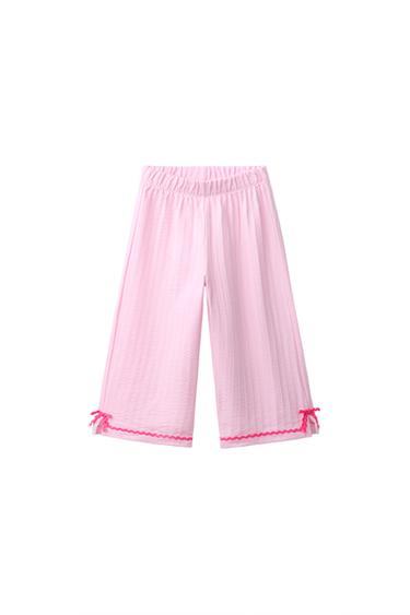 CONTRAST WAVE TEXTURED CULOTTES - Pink / Mauve by Zara